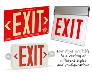Exit signs available in a variety of different styles and configurations