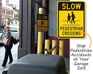 Exiting Garage Signs – Watch for Cars, Vehicles and Pedestrians