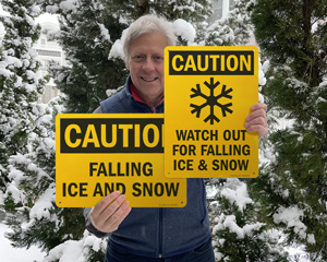 Falling ice and snow warning signs