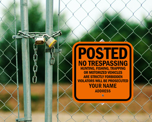 Posted No Hunting Sign