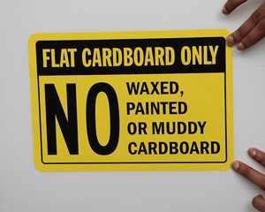 Flat Cardboard Only Dumpster Rules Sign