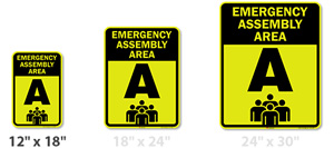12 Inch x 18 Inch Fluorescent Evacuation Assembly Area Signs