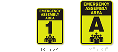 18 Inch X 24 Inch Fluorescent Evacuation Assembly Area Signs