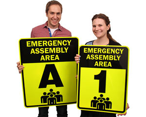 Fluorescent Evacuation Assembly Area Signs
