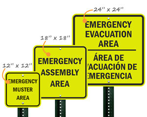 Fluorescent reflective emergency signs