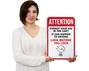 Do Not Leave Children In Hot Car Sign