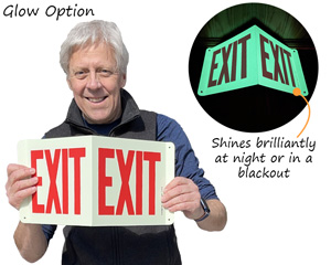 Glow exit sign