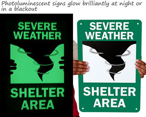 Glow in the dark shelter sign