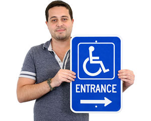 Handicap accessible entrance sign