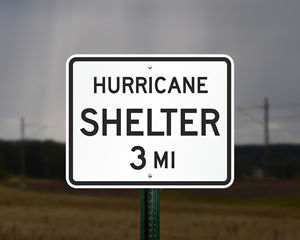 Hurricane evacuation shelter sign