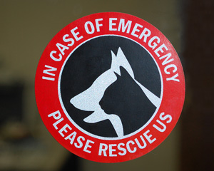 PET SAFETY ALERT  4 Pack Static Window Fire Rescue Sticker Dog Pet Emergency 