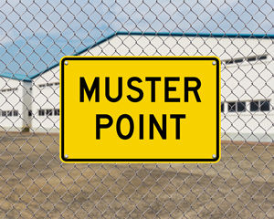 Large muster point sign