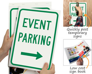 Low cost temporary event parking sign book