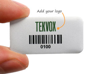 Metal barcode tag with logo