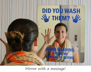 Wash your hands mirror sign