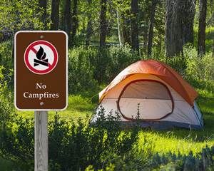 No campfires campground park sign