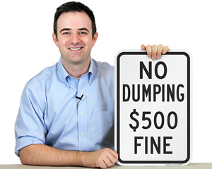 No dumping fine sign
