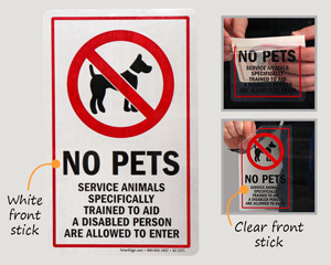 No Pets, Service Animals Labels