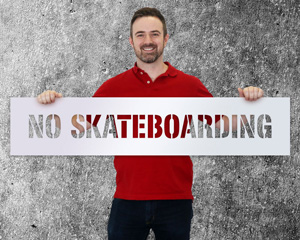 No Skateboarding Stencil Sign