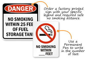 Custom No Smoking Within   Feet Signs