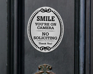 You're On Camera, No Soliciting DiamondPlate™ Door Sign