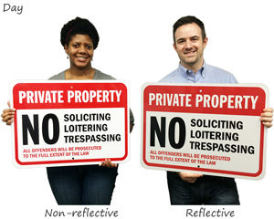 Reflective No Soliciting Signs in Day