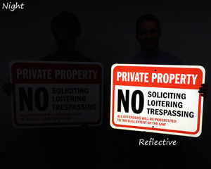 Reflective No Soliciting Signs in Night