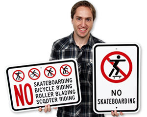 No Skateboarding Signs