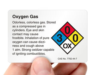 Nfpa Oxygen Gas Label