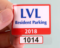 Parking permit sticker with white background