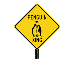 Caution Xing Penguin Sign