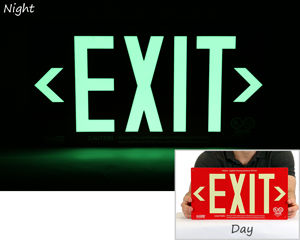 Photoluminescent Exit Signs in Night and Day