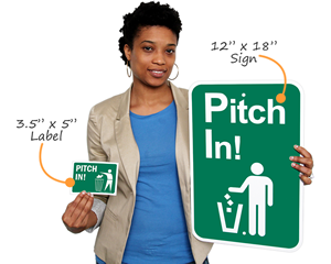 Pitch-in signs and labels