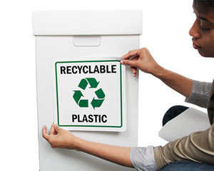 Plastics recycle signs