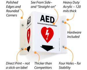 Projecting AED First Aid Sign