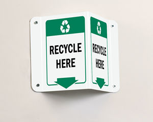 Recycle Here Projecting Signs