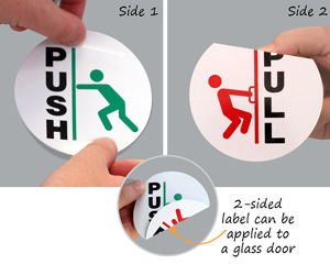 Push and pull two sided decal for glass doors
