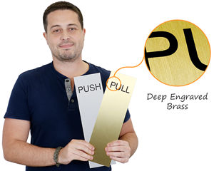 Push pull brass door plate
