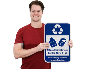 Recycle Milk and Juice Cartons, Bottles, Metal & Foil Sign