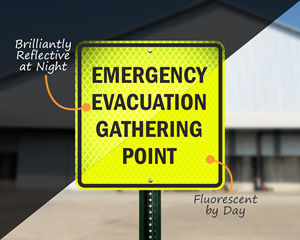 Reflective emergency evacation point sign