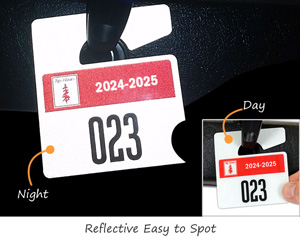 Reflective parking permit tags