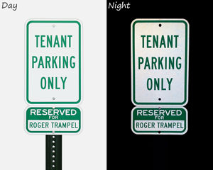Reflective tenant parking signs