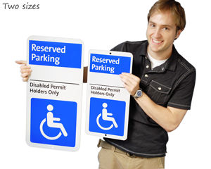 New reserved parking sign designs, in two sizes