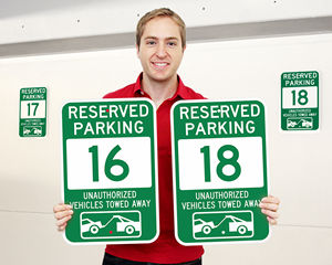 Green Reserved Parking Spot Signs