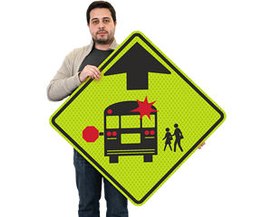 School bus ahead sign