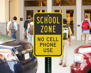 School Zone No Cell Phone Sign