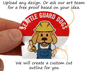 Hard hat stickers with a custom cut shape