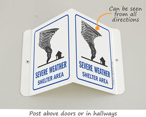 Severe weather shelter area sign