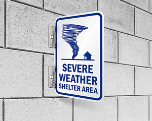 Severe weather sign for shelters