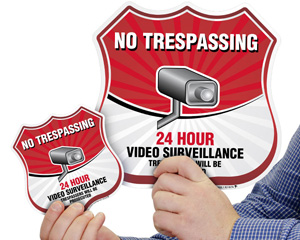 No Trespassing Video Surveillance Shield Sign